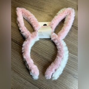 Claire's Pink and White Fuzzy Bunny Ear Headband